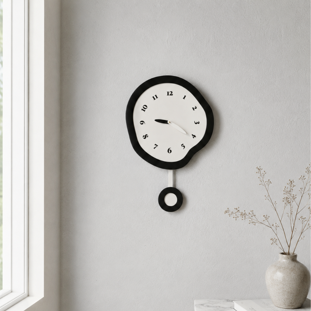 Large Modern Wall Clock with Unique Warped Design and | Ridorn