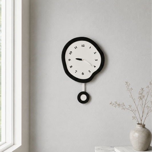 Large Modern Wall Clock with Unique Warped Design and | Ridorn