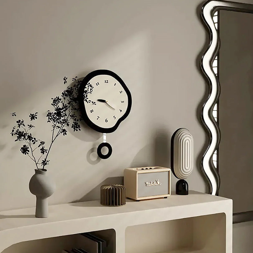 Large Modern Wall Clock with Unique Warped Design and | Ridorn