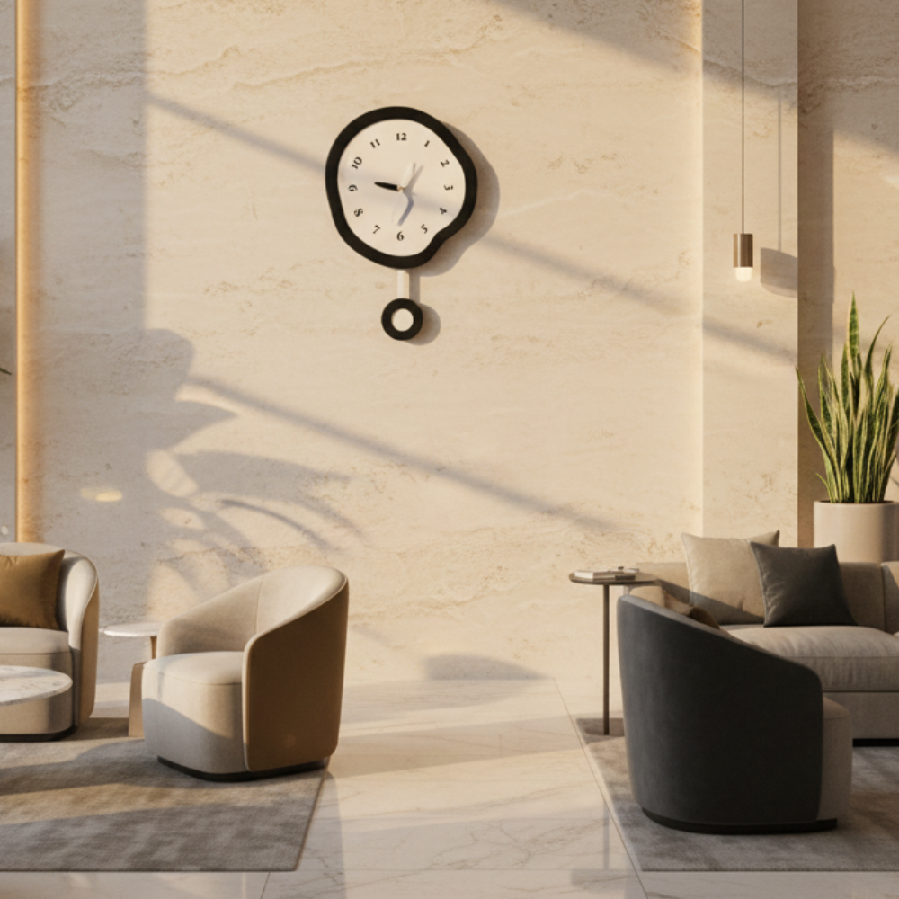 Large Modern Wall Clock with Unique Warped Design and | Ridorn