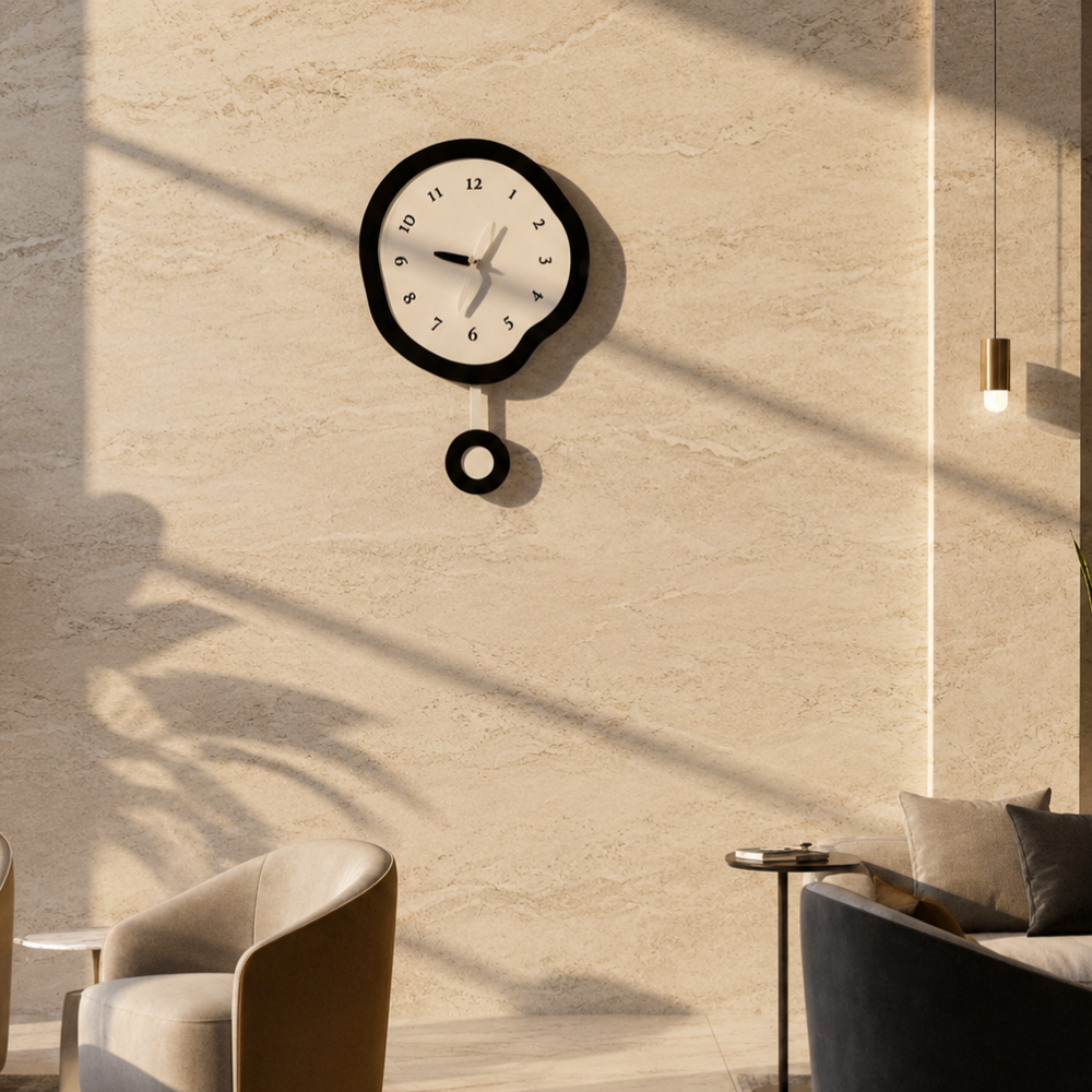 Large Modern Wall Clock with Unique Warped Design and | Ridorn