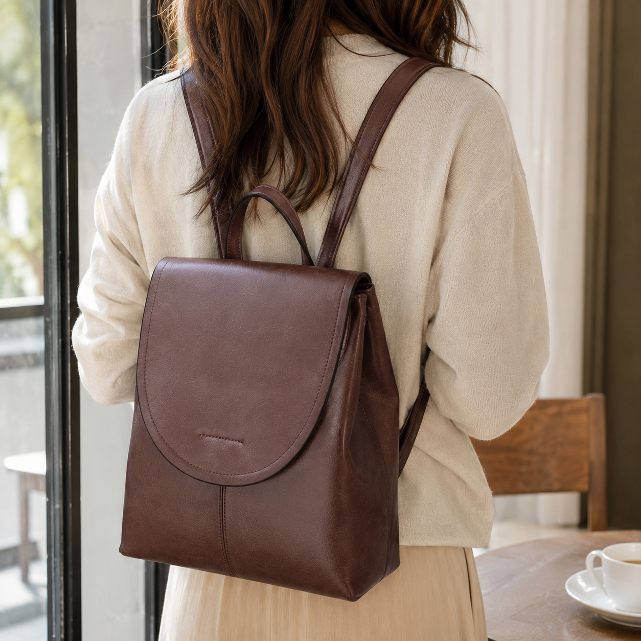 Leather Backpack for Women, Versatile Everyday Daypack with Modern Design