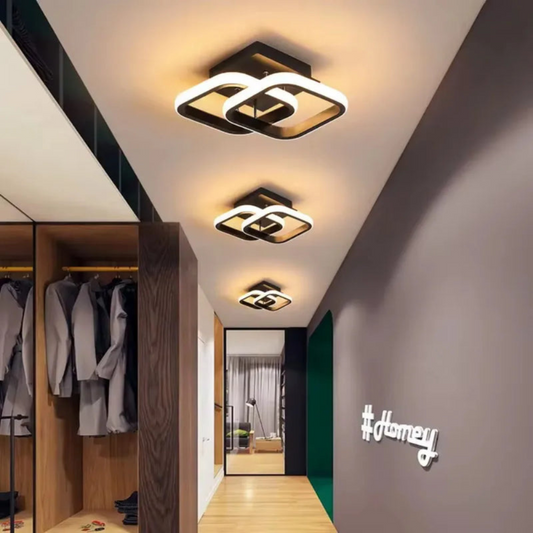 Modern LED ceiling light with geometric design for hallways