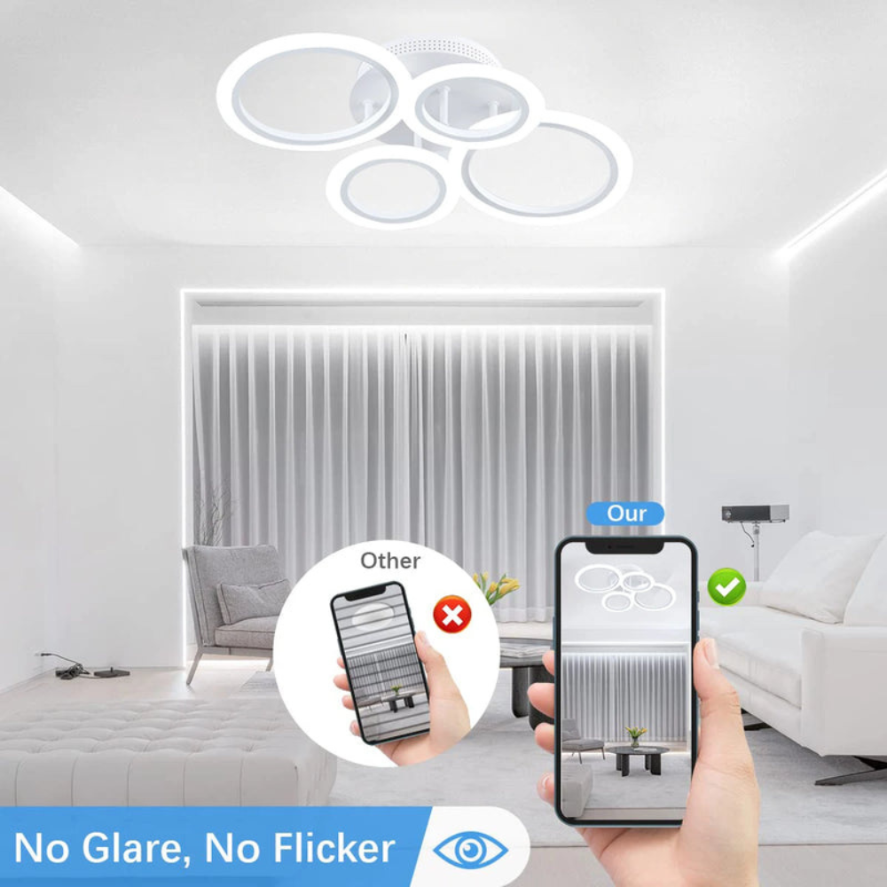 Dimmable LED Ring Chandelier with Remote Control for Modern Spaces | Ridorn