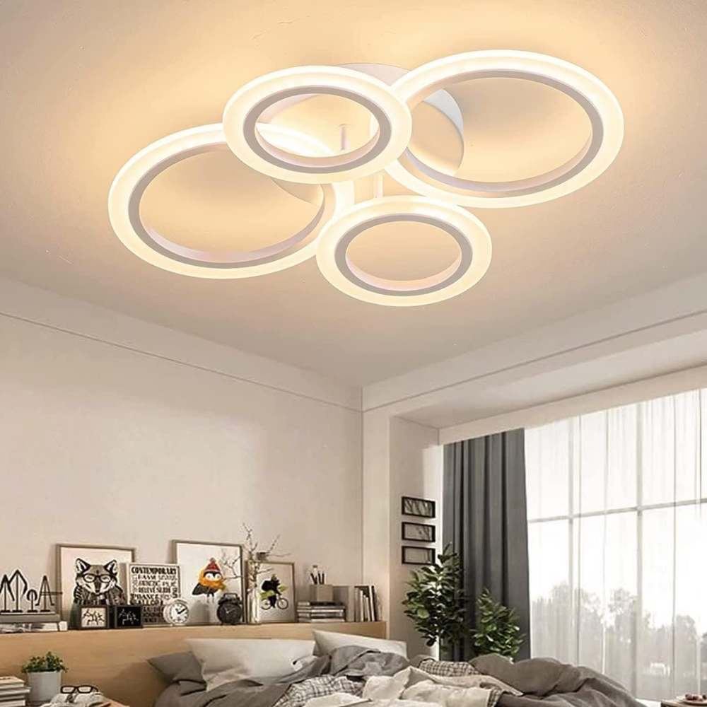 Dimmable LED ring chandelier with remote control for modern interiors