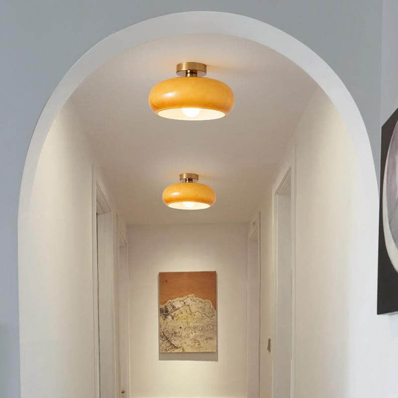 Elegant Round Amber Glass Ceiling Light for Modern Spaces | Ridorn