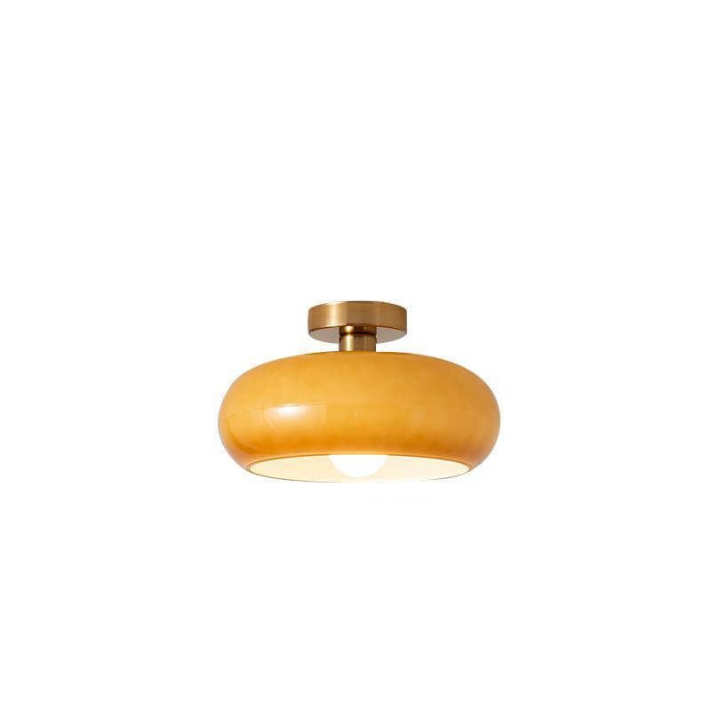 Elegant Round Amber Glass Ceiling Light for Modern Spaces | Ridorn