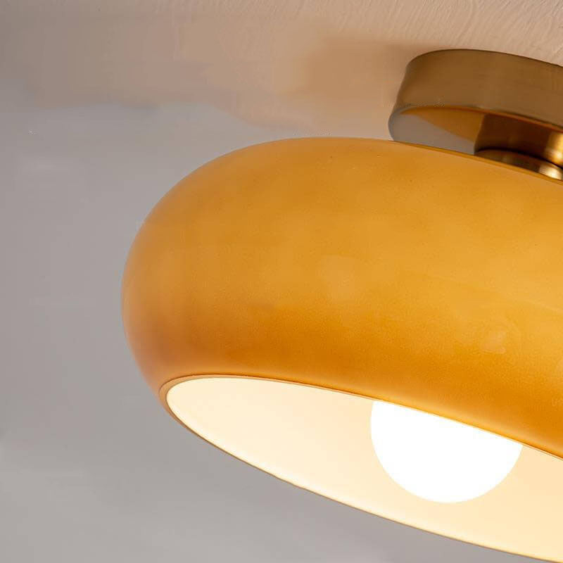 Elegant Round Amber Glass Ceiling Light for Modern Spaces | Ridorn