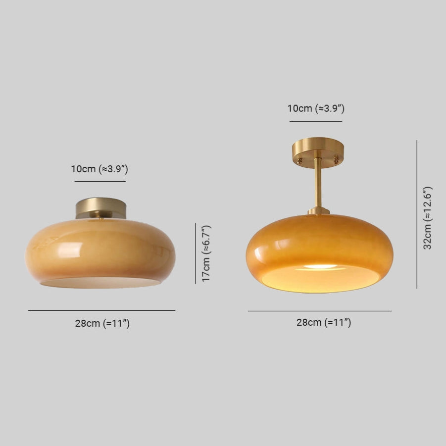 Elegant Round Amber Glass Ceiling Light for Modern Spaces | Ridorn
