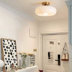 Elegant Round Amber Glass Ceiling Light for Modern Spaces | Ridorn