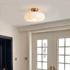 Elegant Round Amber Glass Ceiling Light for Modern Spaces | Ridorn