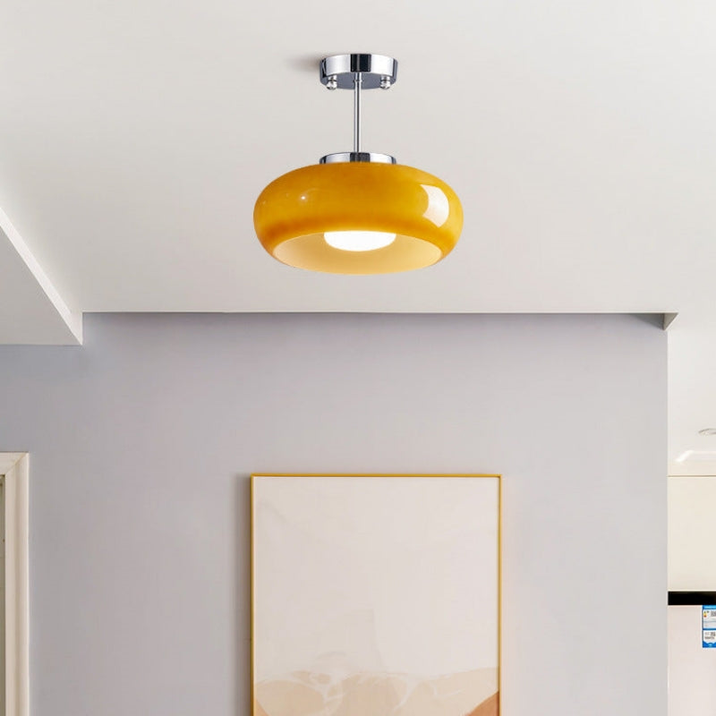 Elegant Round Amber Glass Ceiling Light for Modern Spaces | Ridorn