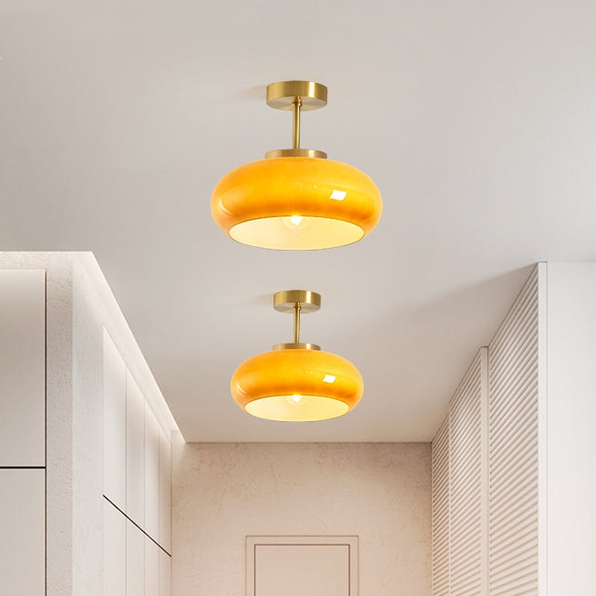 Elegant Round Amber Glass Ceiling Light for Modern Spaces | Ridorn