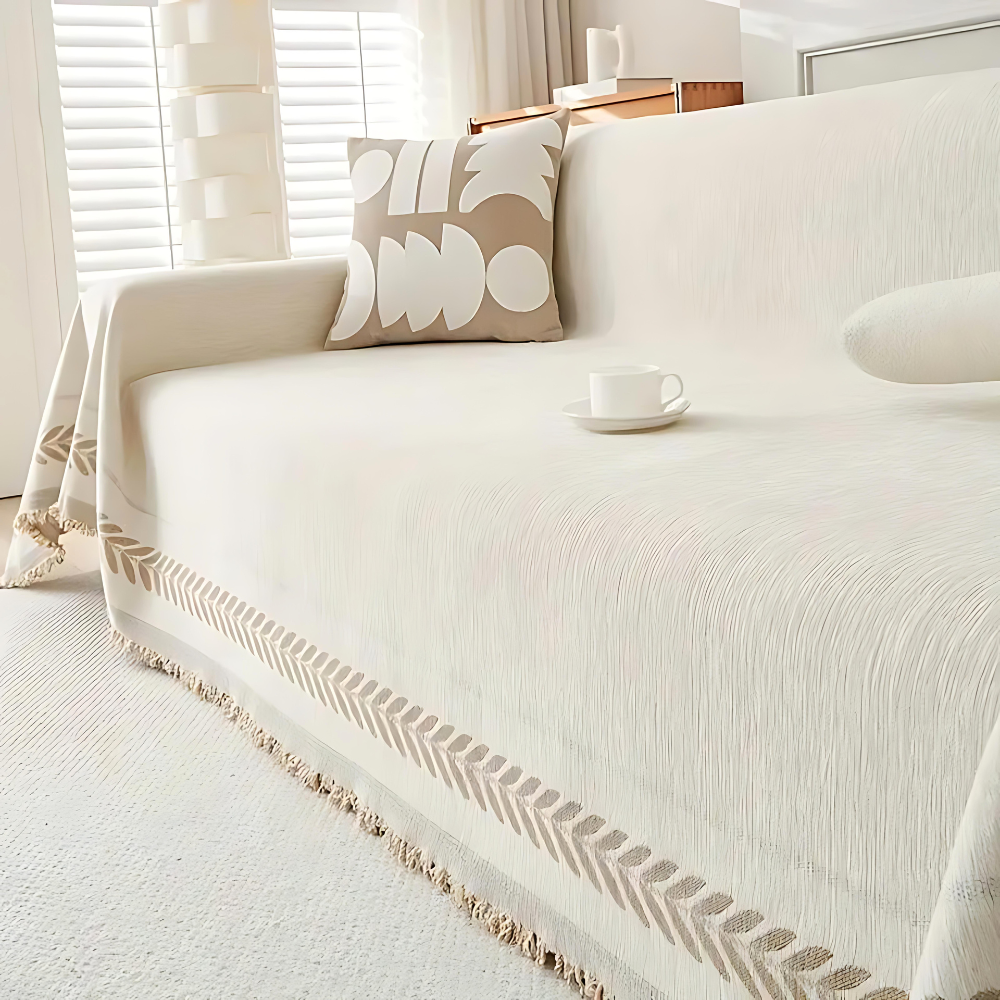 Living Room Rustic Sofa Cover | Versatile Throw with Tassel Detail | Ridorn
