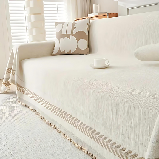 Living Room Rustic Sofa Cover | Versatile Throw with Tassel Detail | Ridorn