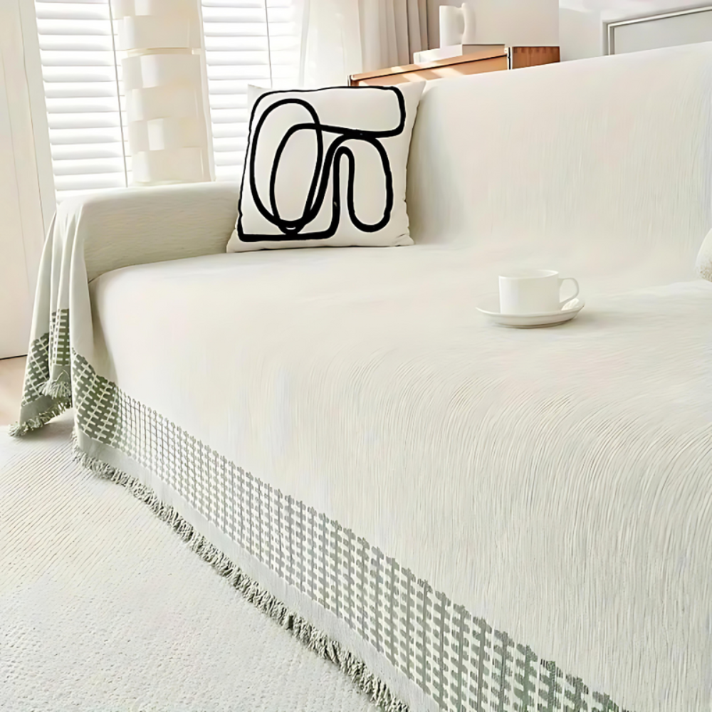 Living Room Rustic Sofa Cover | Versatile Throw with Tassel Detail | Ridorn
