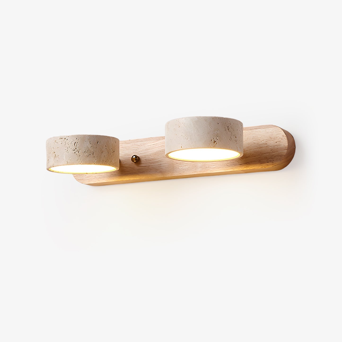Contemporary wall light wood and stone-like design front view