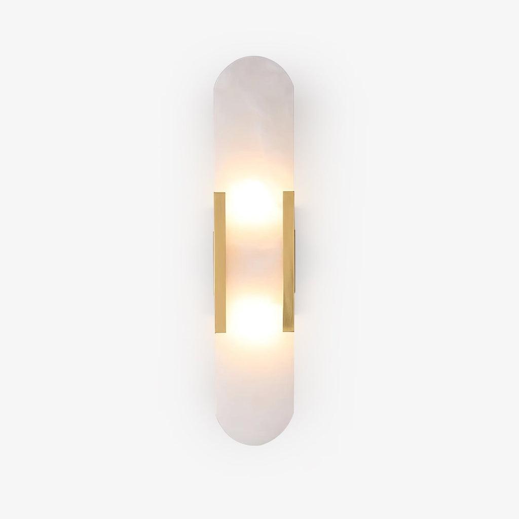 Living Room Wall Light Elongated Alabaster Design Front View