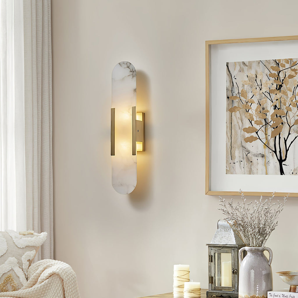 Living Room Wall Light | Elongated Alabaster Design | Ridorn