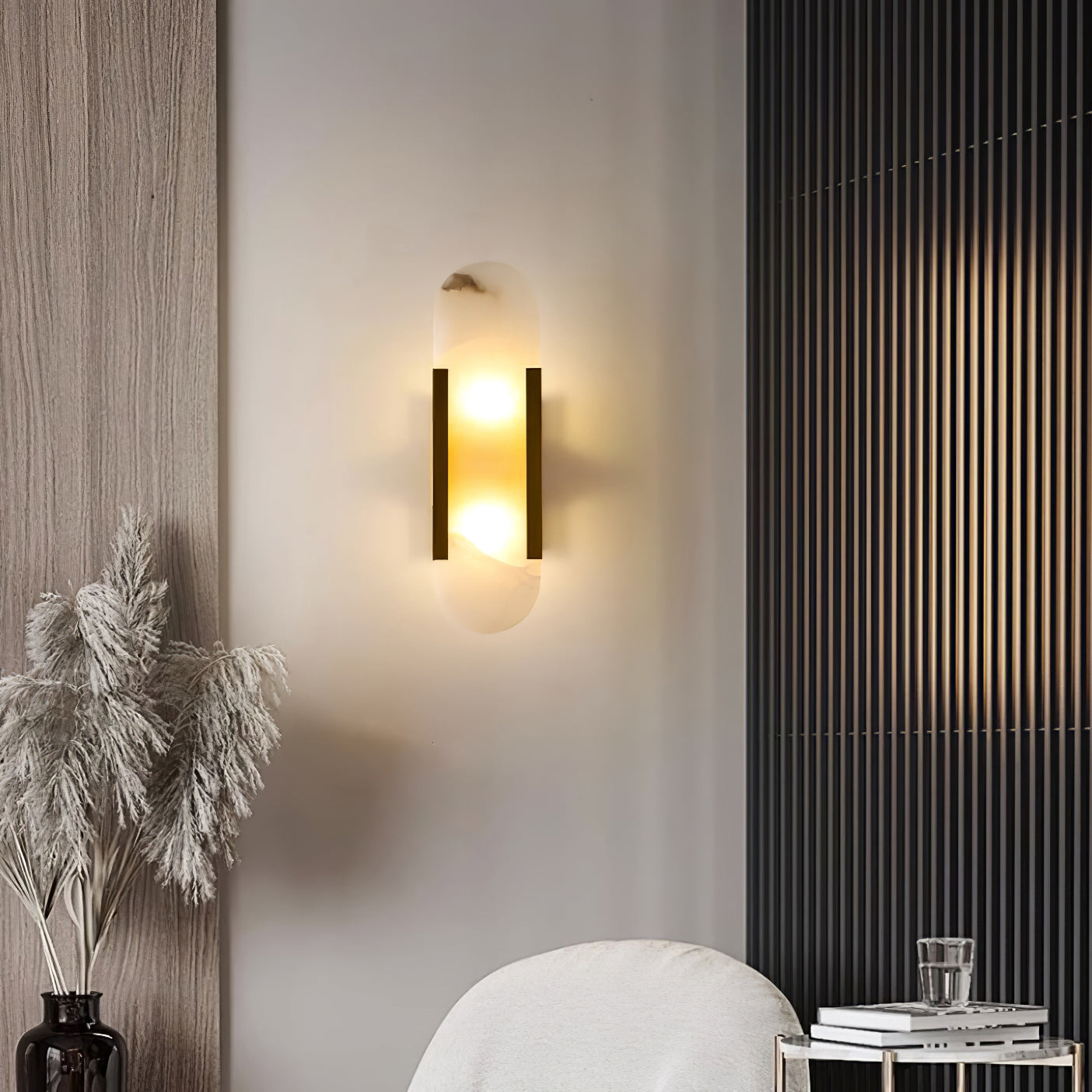 Living Room Wall Light | Elongated Alabaster Design | Ridorn