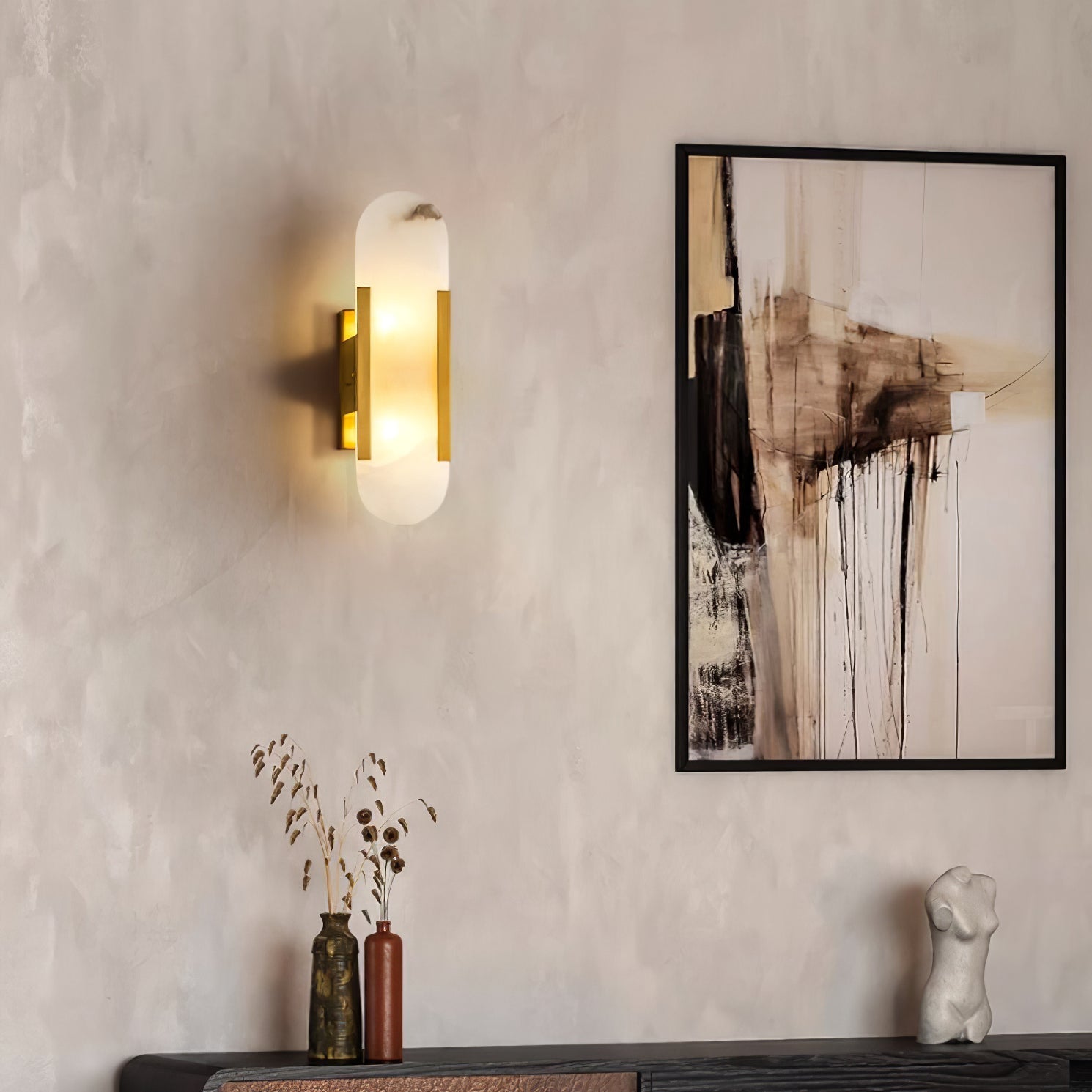 Living Room Wall Light | Elongated Alabaster Design | Ridorn