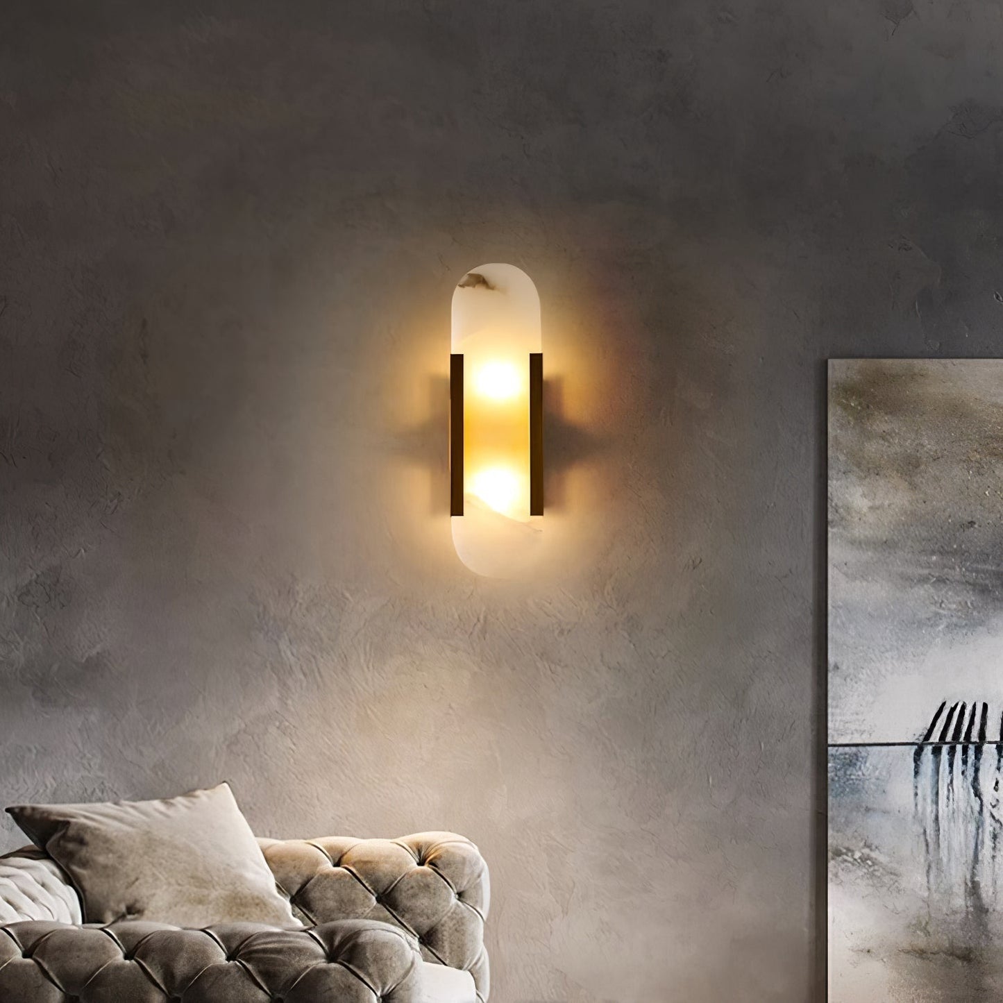 Living Room Wall Light | Elongated Alabaster Design | Ridorn