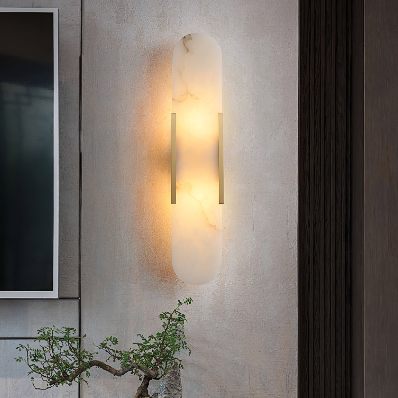 Living Room Wall Light | Elongated Alabaster Design | Ridorn