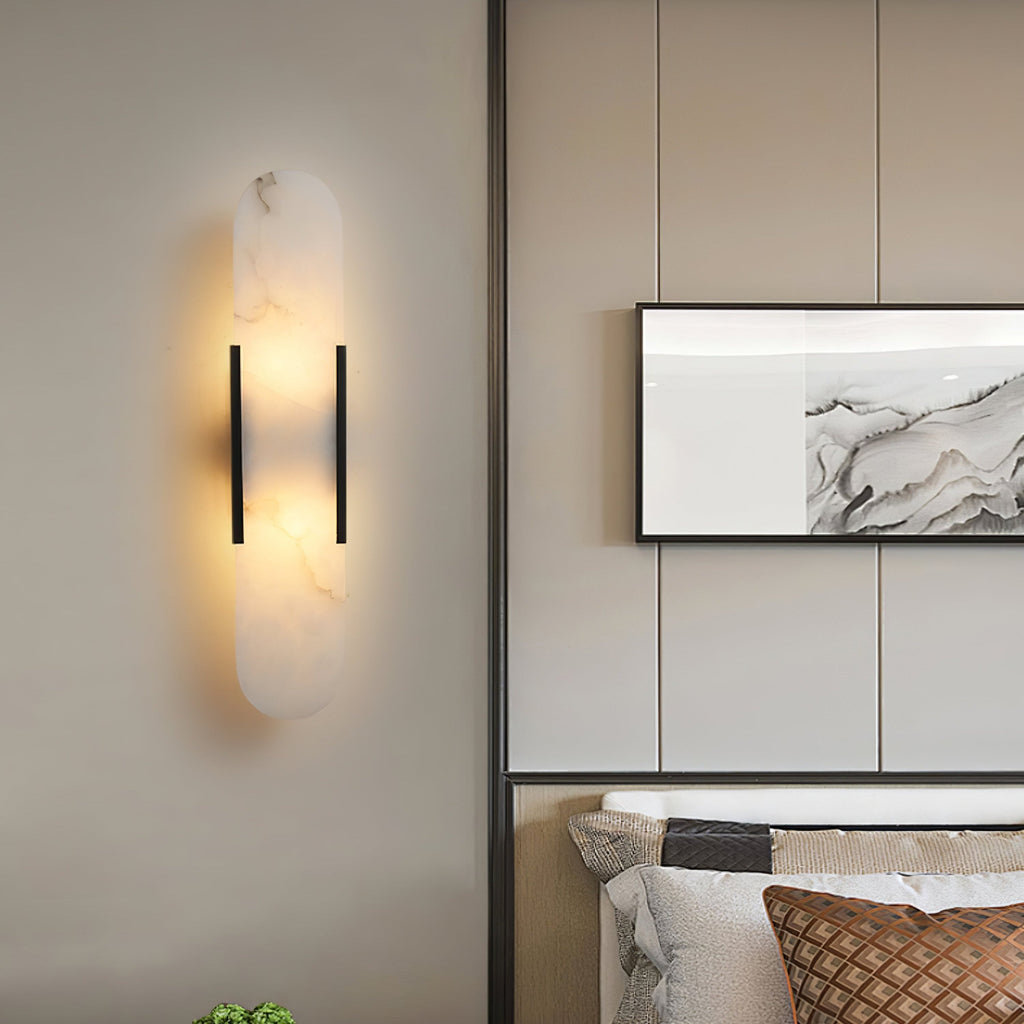 Living Room Wall Light | Elongated Alabaster Design | Ridorn
