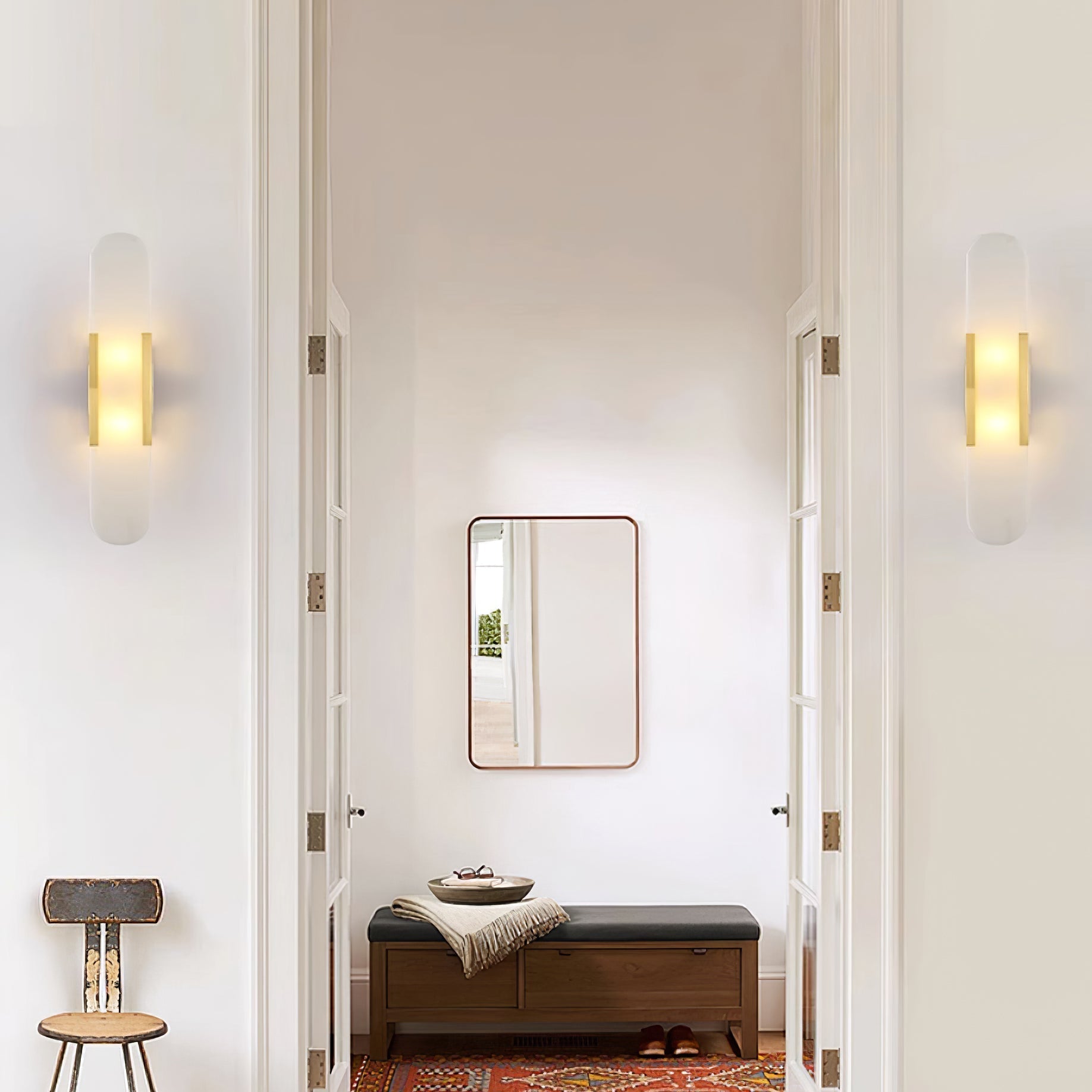Living Room Wall Light | Elongated Alabaster Design | Ridorn
