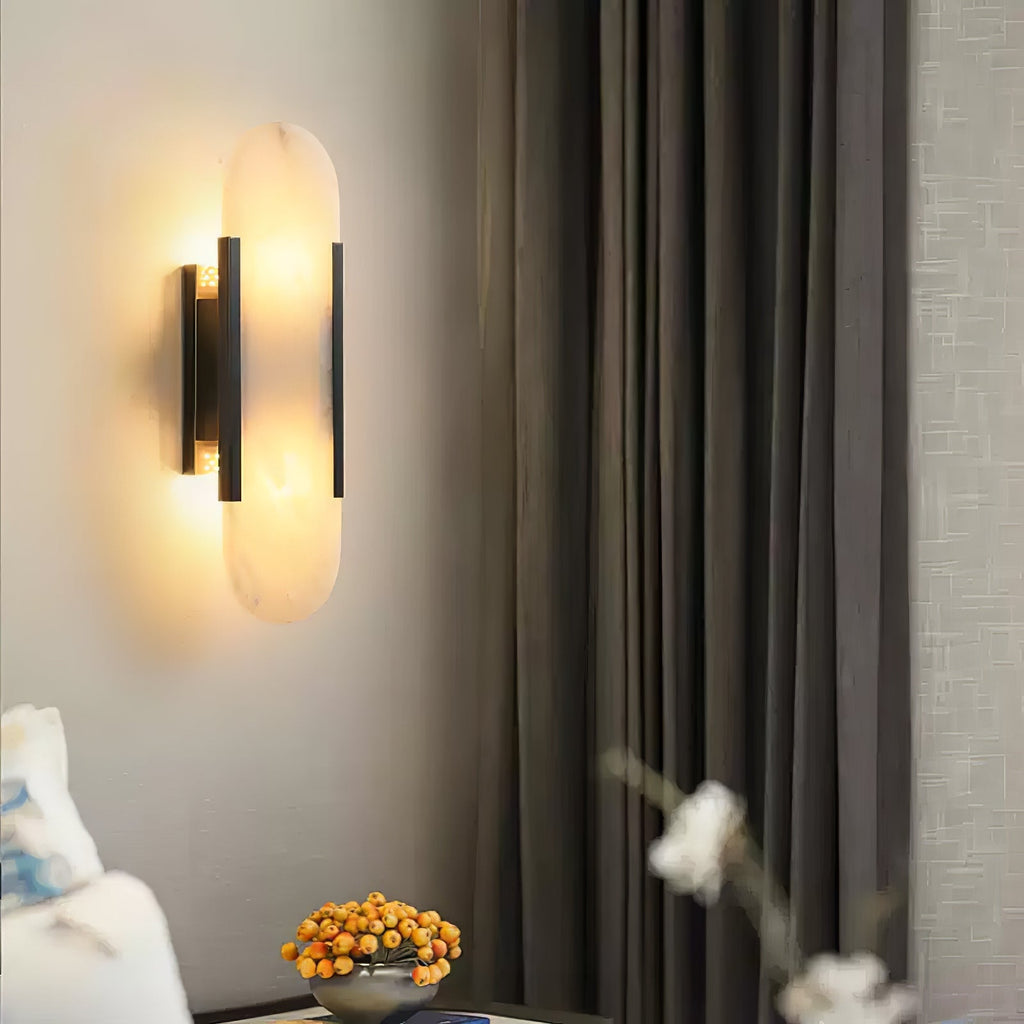 Living Room Wall Light | Elongated Alabaster Design | Ridorn
