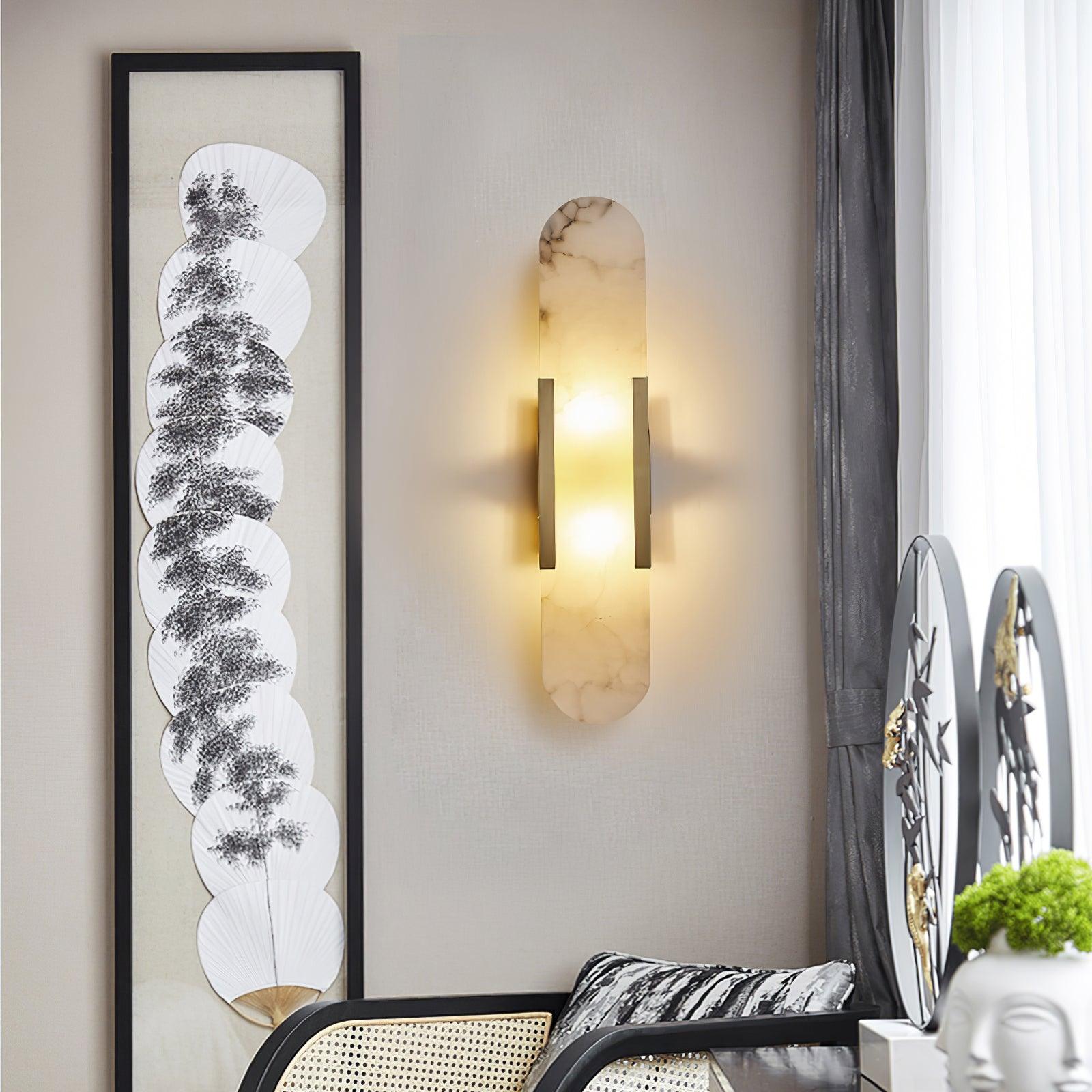 Living Room Wall Light | Elongated Alabaster Design | Ridorn