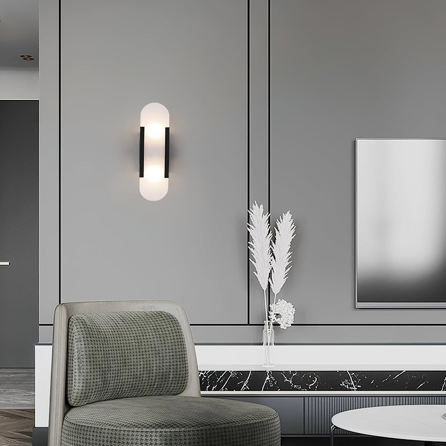 Living Room Wall Light | Elongated Alabaster Design | Ridorn