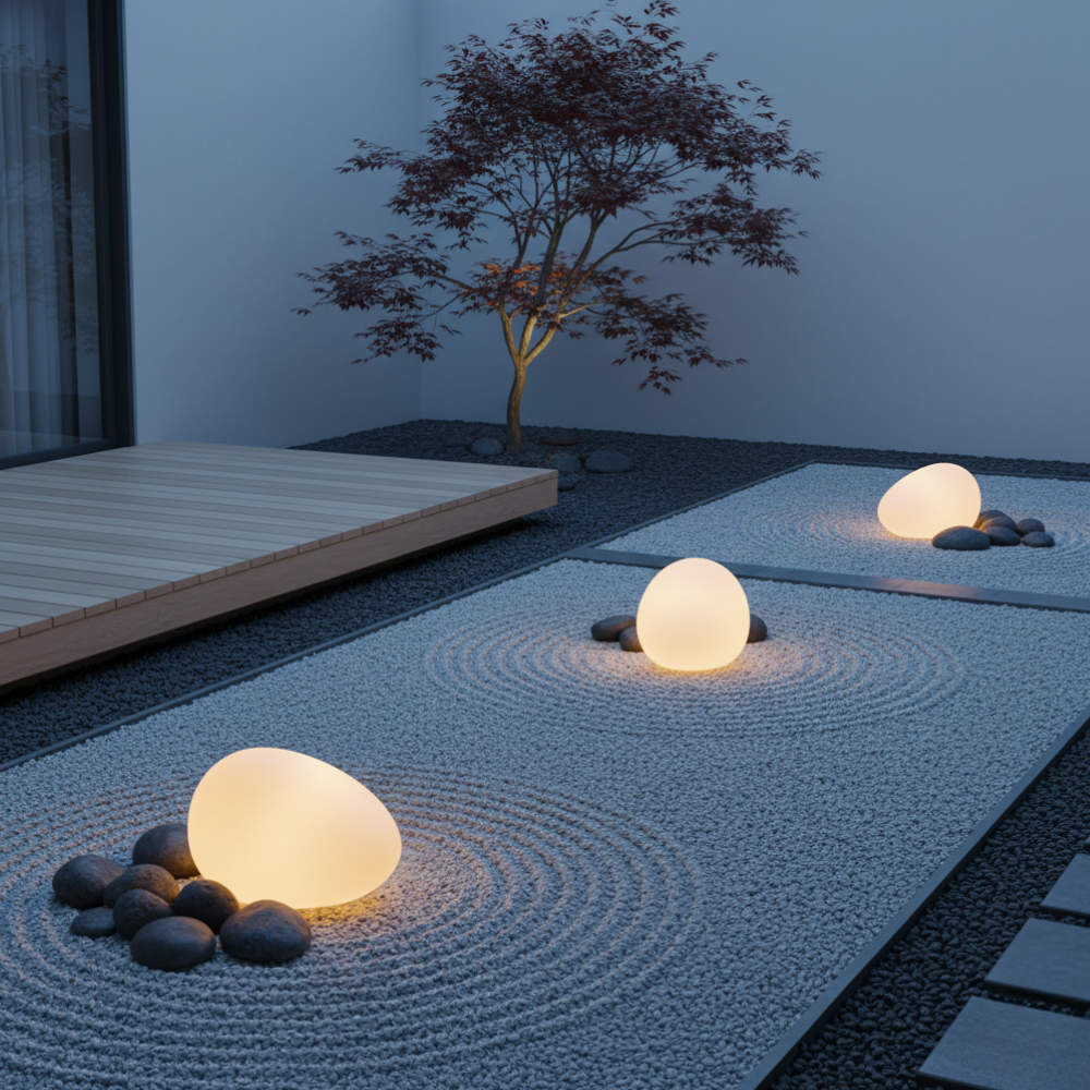 LunaStone | Waterproof Solar Pebble Stone Light for Gardens | Ridorn