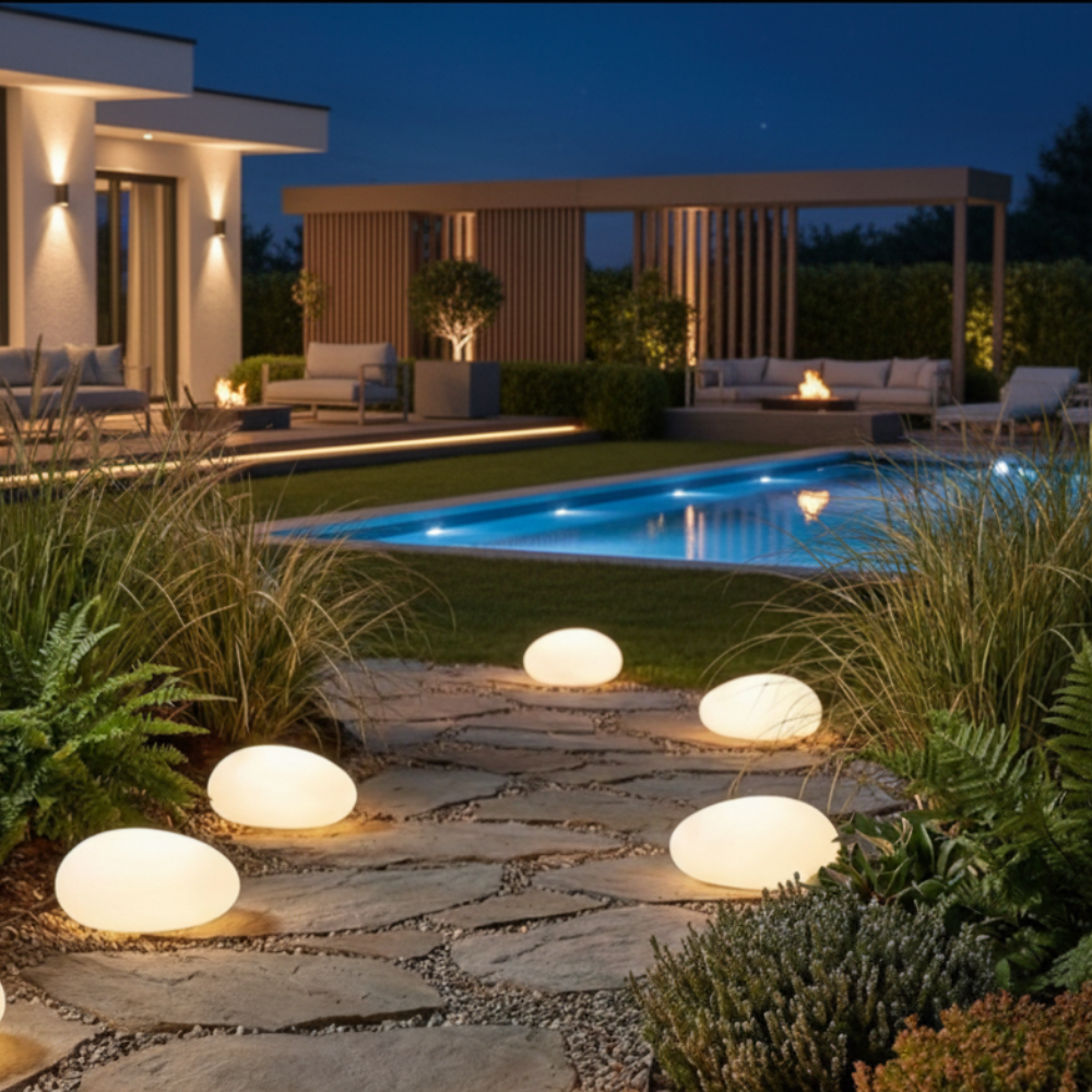 LunaStone | Waterproof Solar Pebble Stone Light for Gardens | Ridorn