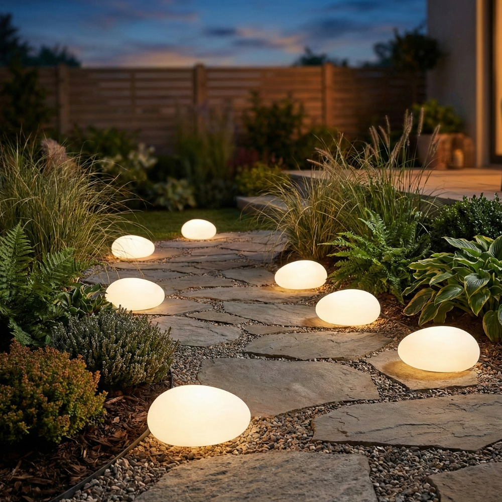LunaStone | Waterproof Solar Pebble Stone Light for Gardens | Ridorn