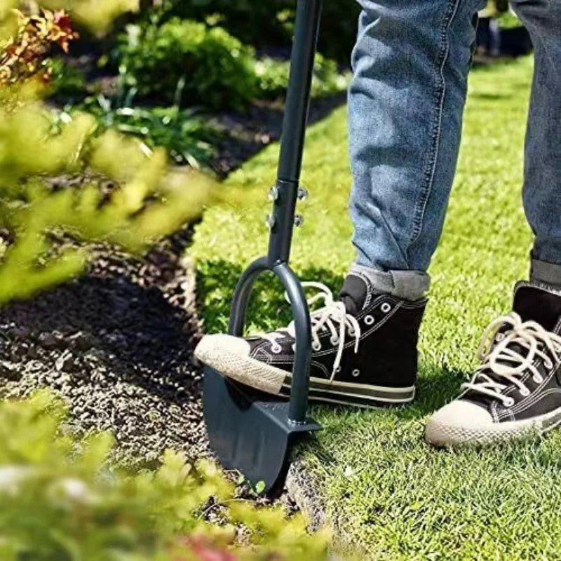 Manual Lawn Edger Tool, Half-Moon Steel Edging Blade for Clean Garden Bed Borders-Ridorn