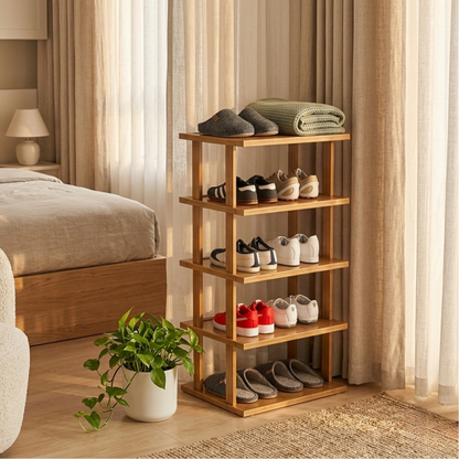 Chic 5-Tier Bamboo Shoe Storage Rack for Entryway | Ridorn