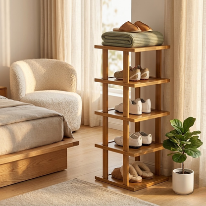 Chic 5-Tier Bamboo Shoe Storage Rack for Entryway | Ridorn