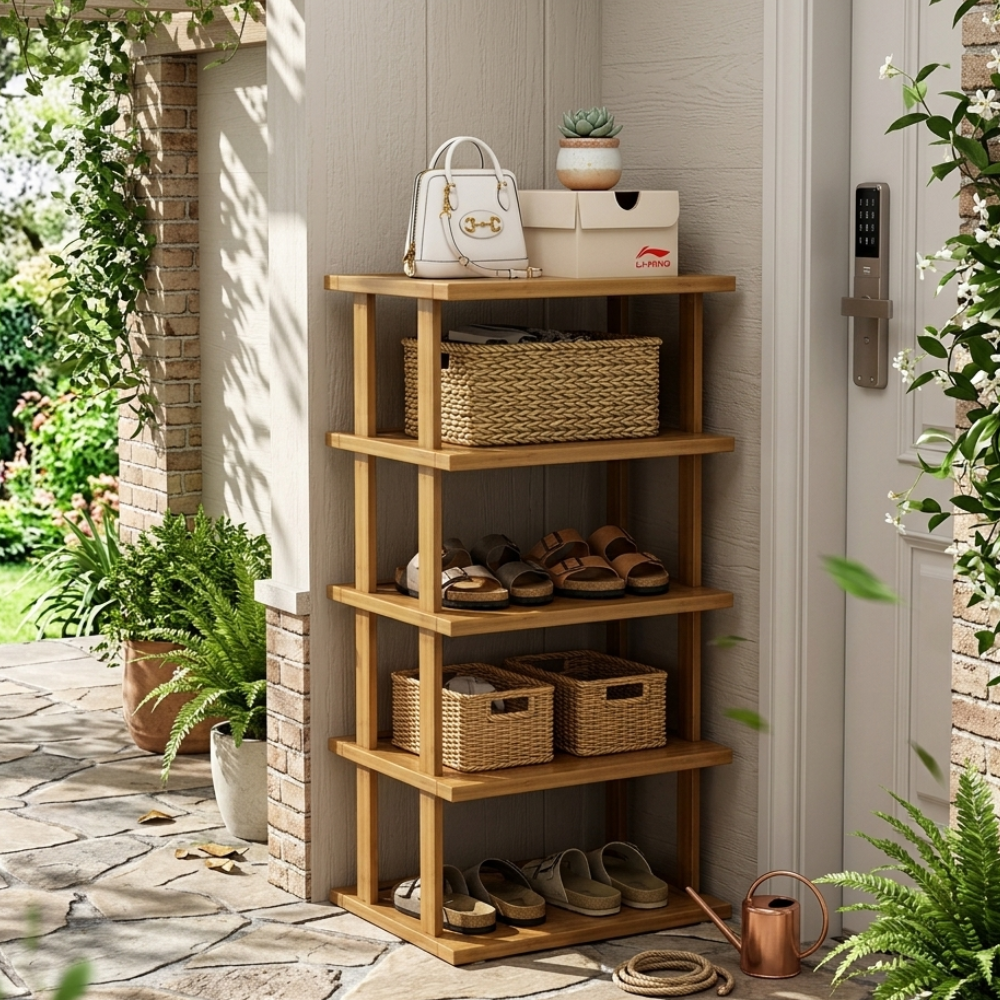 Chic 5-Tier Bamboo Shoe Storage Rack for Entryway | Ridorn