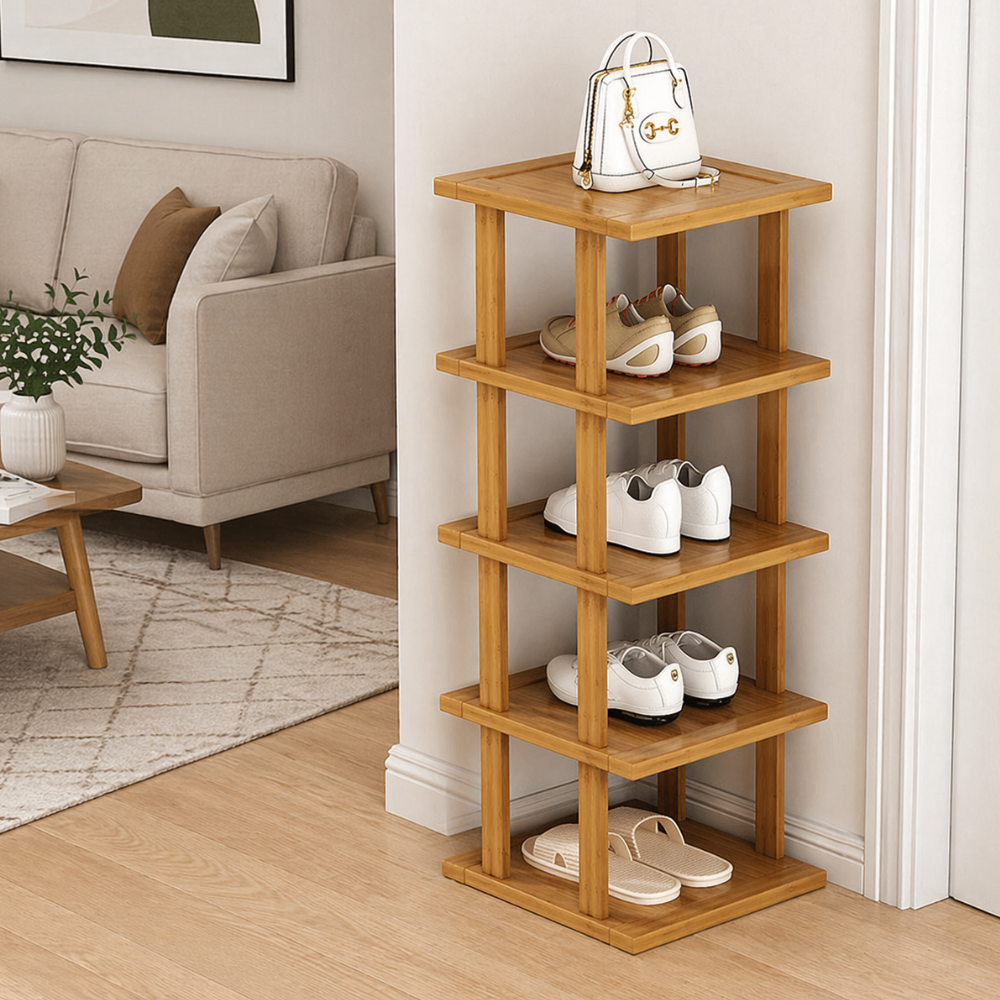 Chic 5-Tier Bamboo Shoe Storage Rack for Entryway | Ridorn