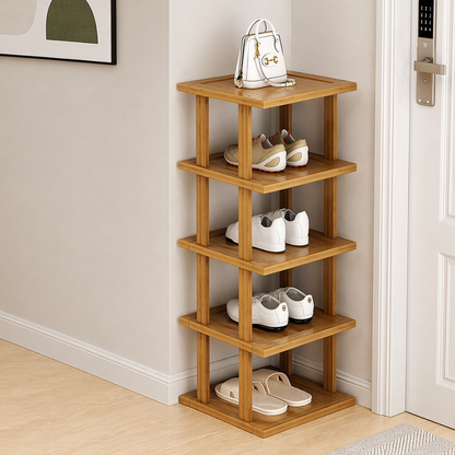 Chic 5-Tier Bamboo Shoe Storage Rack for Entryway | Ridorn