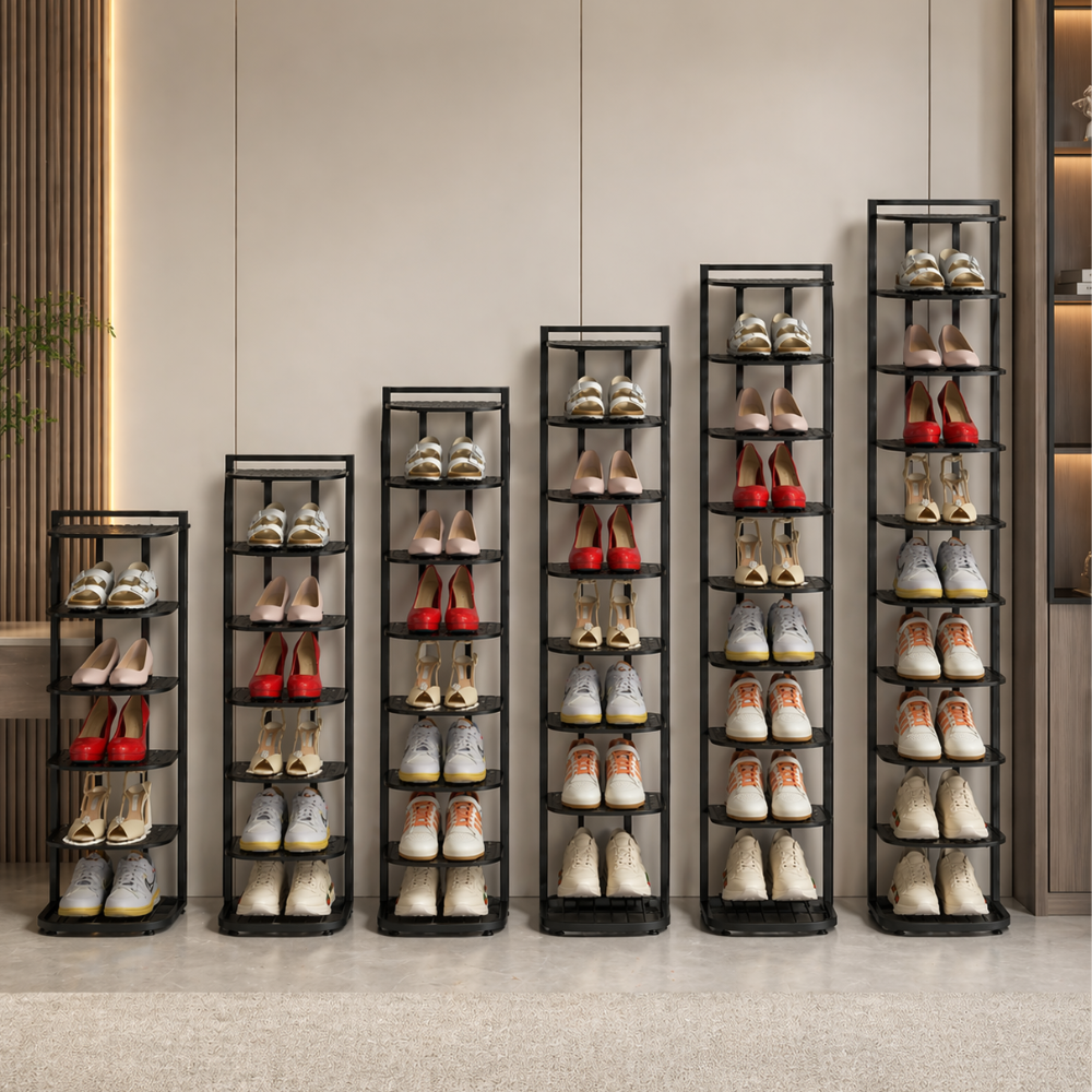 Multi-Tier Minimalist Iron Shoe Rack for Space-Saving | Ridorn