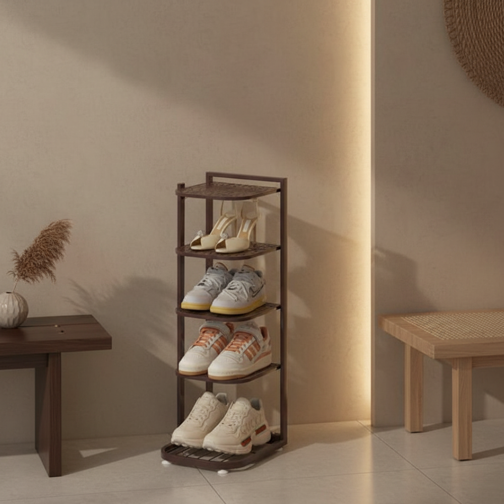 Multi-Tier Minimalist Iron Shoe Rack for Space-Saving | Ridorn