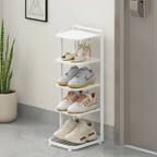 Minimalist iron shoe rack multi-tier space-saving front view
