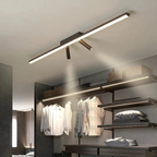 Sleek adjustable linear LED ceiling spotlight with dual pivoting heads