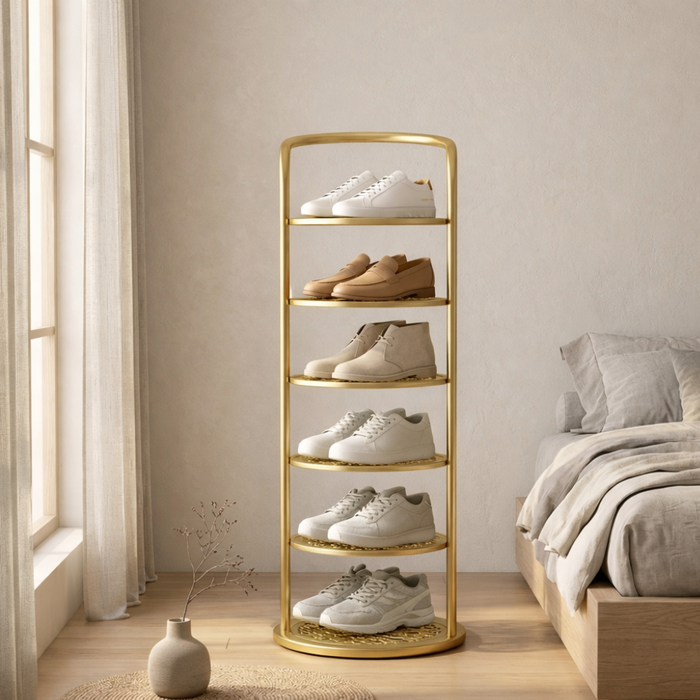 Minimalist Multi-Tier Shoe Rack in Iron - 5 to 8 Tiers | Ridorn-Shoe Storage Racks-Ridorn