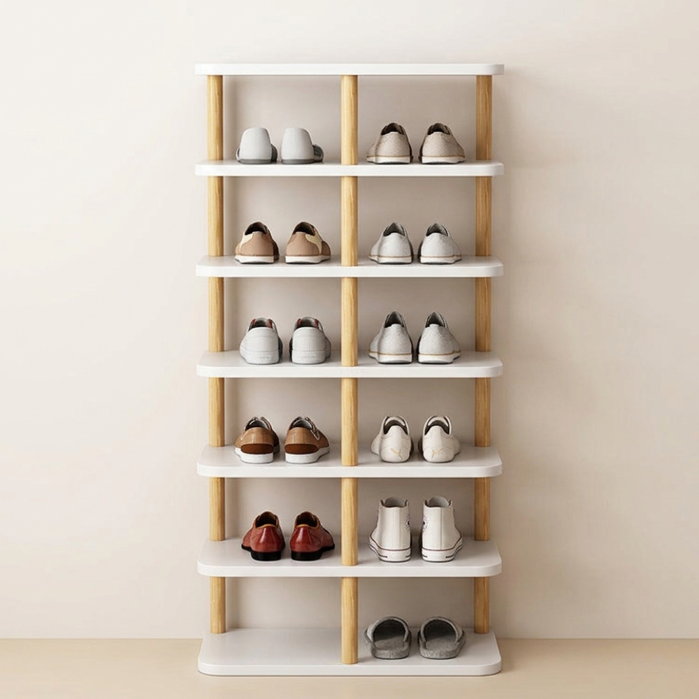 Minimalist Shoe Storage Rack - 6/7 Tier PVC & Wood Organizer | Ridorn-Shoe Storage-Ridorn
