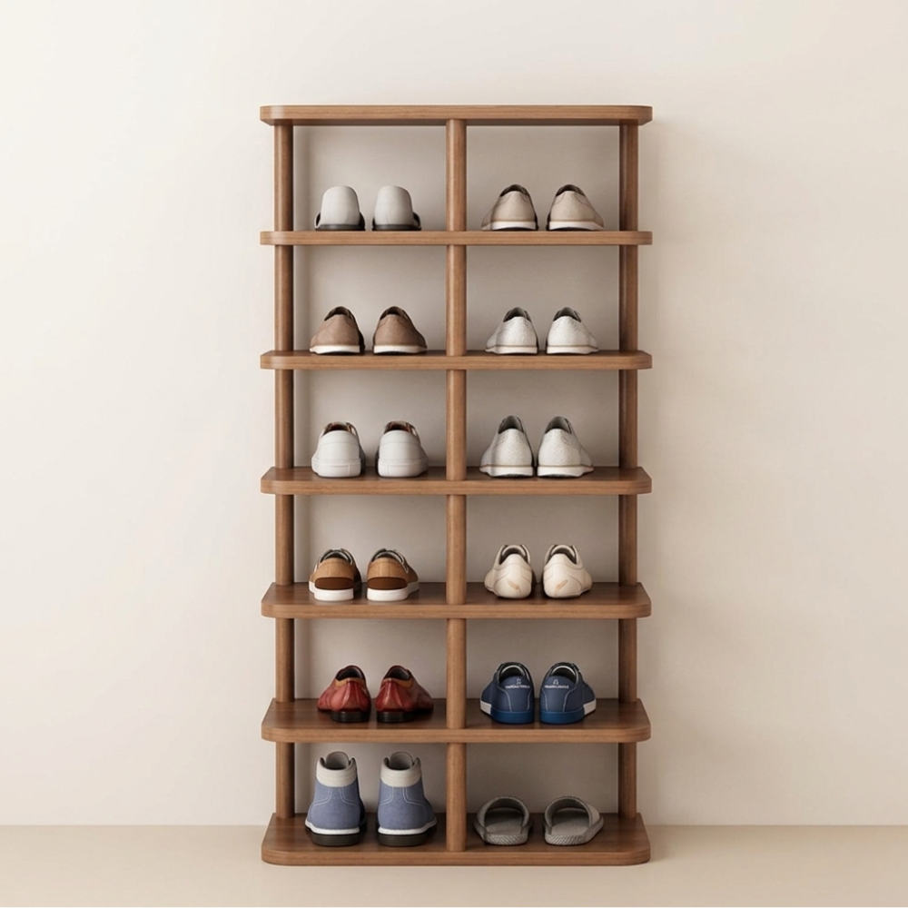 Minimalist Shoe Storage Rack - 6/7 Tier PVC & Wood Organizer | Ridorn-Shoe Storage-Ridorn