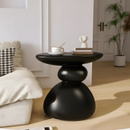 Modern minimalist round stone side table front view
