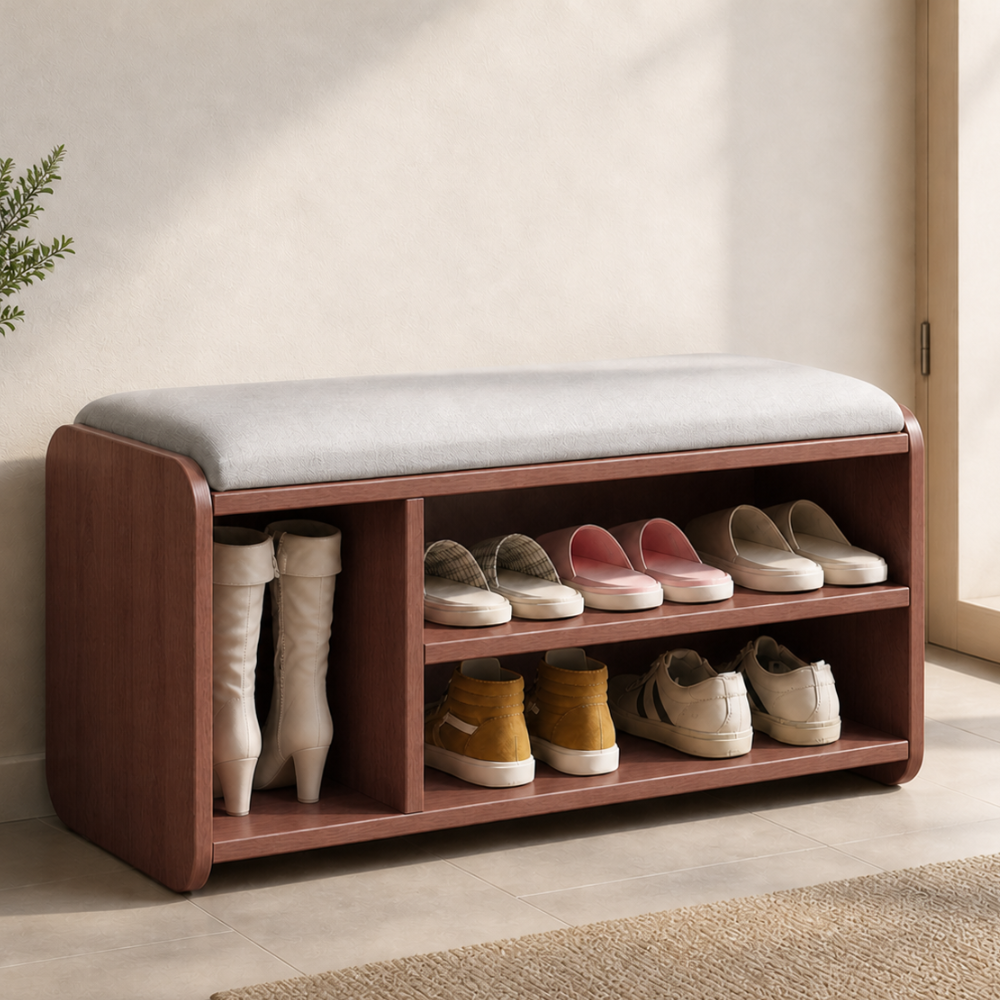Modern Minimalist Shoe Bench with Two-Tier Storage and | Ridorn-Benches-Ridorn
